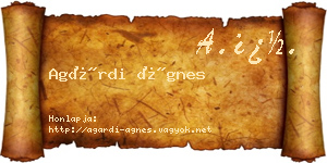 Agárdi Ágnes névjegykártya